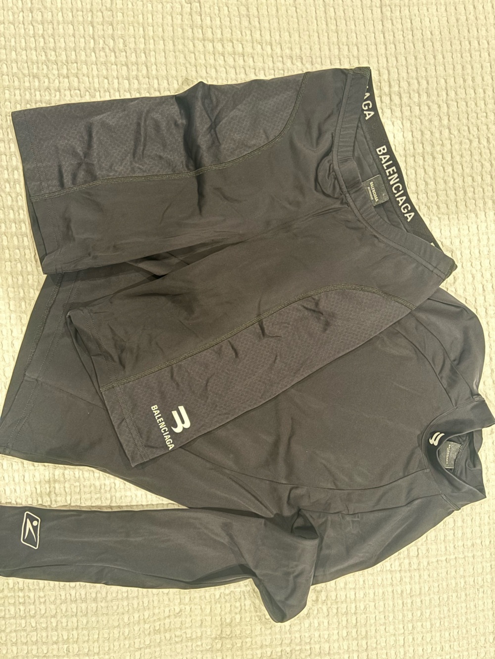 Balenciaga Black Athletic Shorts and Long Sleeve SET